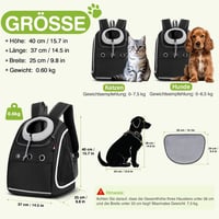 ALLSOPETS Kisállat Hordozó Hátizsák - Légáteresztő Utazótáska Kistestű Kutyáknak és Macskáknak, Kényelmes Kirándulózsák, Szénfekete 6