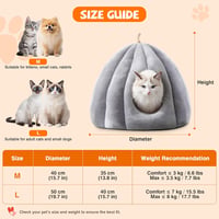ALLSOPETS Macska Barlang Fekhely - Igloo Sátor Kutyáknak, Puha Bújó Fészek Kisállatoknak, Mosható Párnával, L Méret, Szürke 5