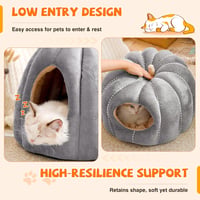 ALLSOPETS Macska Barlang Fekhely - Igloo Sátor Kutyáknak, Puha Bújó Fészek Kisállatoknak, Mosható Párnával, L Méret, Szürke 4