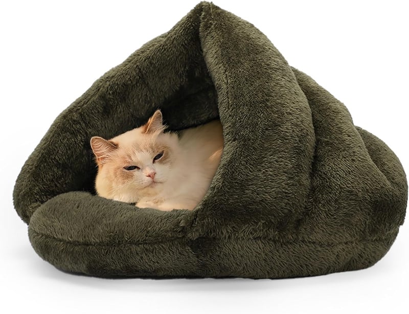 ALLSOPETS Macska és Kutyaágy Sátor L Méret Zöld Csúszásmentes Alappal