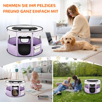 ALLSOPETS Összecsukható Kutyakennel - Hordozható Kisállat Játszókarám Kutyáknak és Macskáknak, Bel- és Kültéri Használatra, Lila, XL (110x11 2