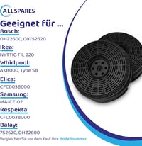 AllSpares Aktivált Szénszűrő 2db Páraelszívóhoz 142mm Bosch Whirlpool Samsung 3