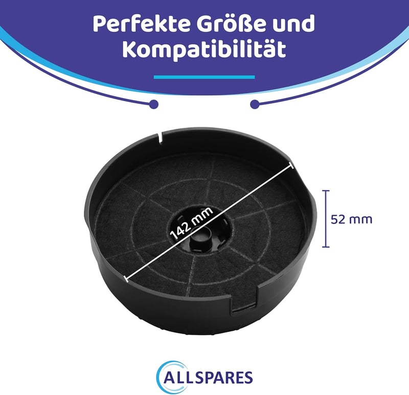 AllSpares Aktivált Szénszűrő 2db Páraelszívóhoz 142mm Bosch Whirlpool Samsung