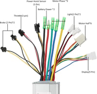 Alomejor 36V 48V 500W Kefe Nélküli Motor Vezérlő Lámpa Kábelezéssel E-bike Kerékpár Roller Elektromos Bicikli Alkatrész 2