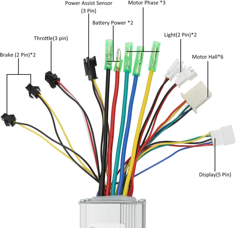Alomejor 36V 48V 500W Kefe Nélküli Motor Vezérlő Lámpa Kábelezéssel E-bike Kerékpár Roller Elektromos Bicikli Alkatrész
