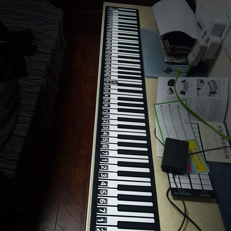 Alomejor 88 Billentyűs Feltekerhető Zongora - Hordozható Digitális Billentyűzet USB MIDI Csatlakozással, Beépített Hangszóróval, Kezdőknek