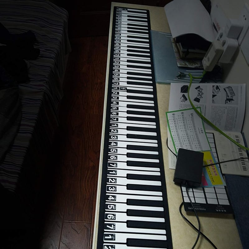 Alomejor 88 Billentyűs Feltekerhető Zongora - Hordozható Digitális Billentyűzet USB MIDI Csatlakozással, Beépített Hangszóróval, Kezdőknek