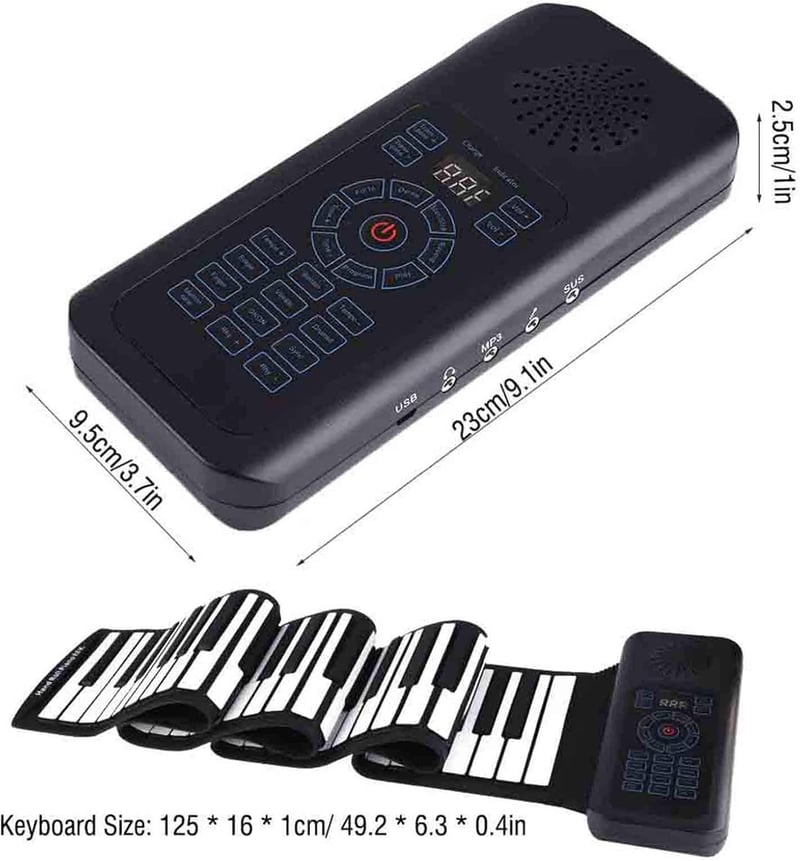 Alomejor 88 Billentyűs Feltekerhető Zongora - Hordozható Digitális Billentyűzet USB MIDI Csatlakozással, Beépített Hangszóróval, Kezdőknek