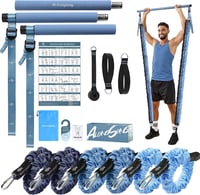 ALongSong Ellenállásos Szalag Készlet Fogantyúval, Pilates Rúd 140Lbs/180Lbs 1