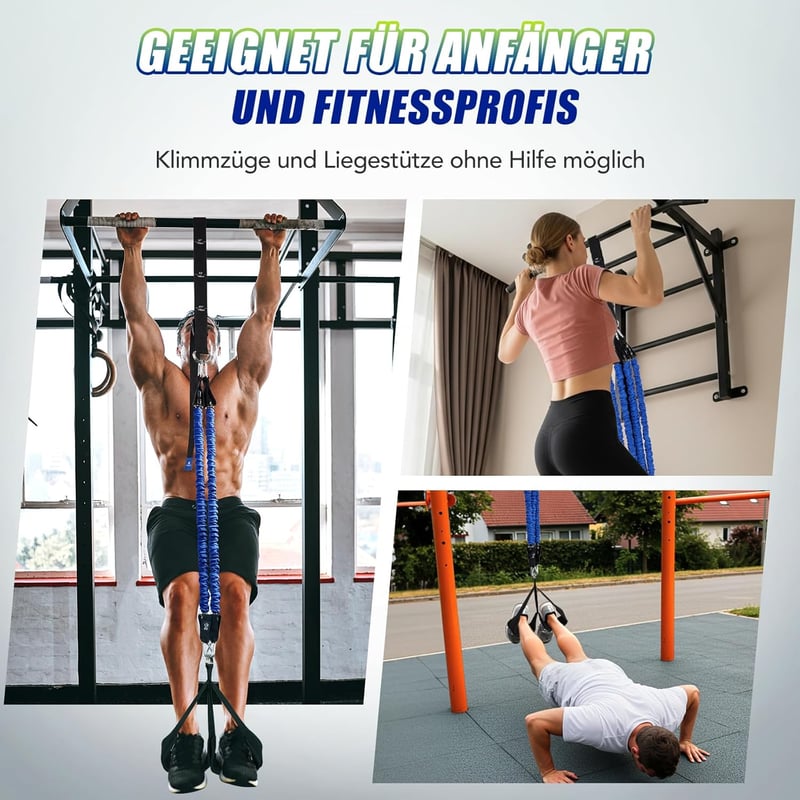 ALongSong Klimmzughilfebänder 80-320 LBS Erősítő Szalag Fußstützpedal Edzés
