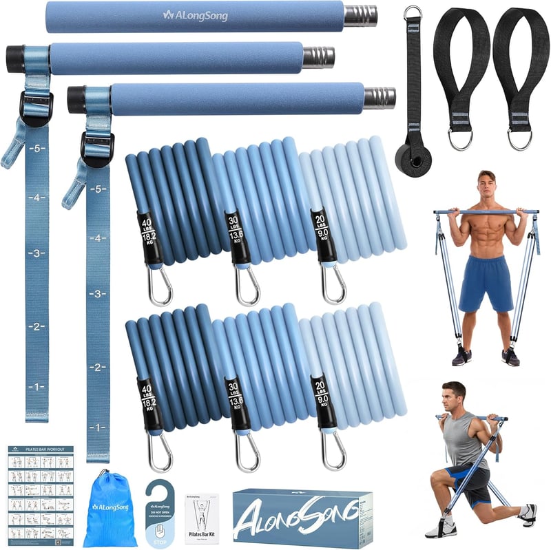 ALongSong Pilates rúd ellenállásos gumikötél szett 180-360 LBS fitnesz edzéshez
