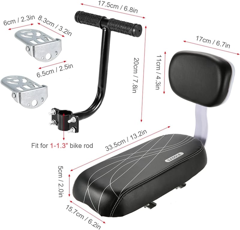 alouweekuky Kerékpár Hátsó Ülés Támlával - Gyermek és Felnőtt Bicikli Nyereg BMX Mountainbike