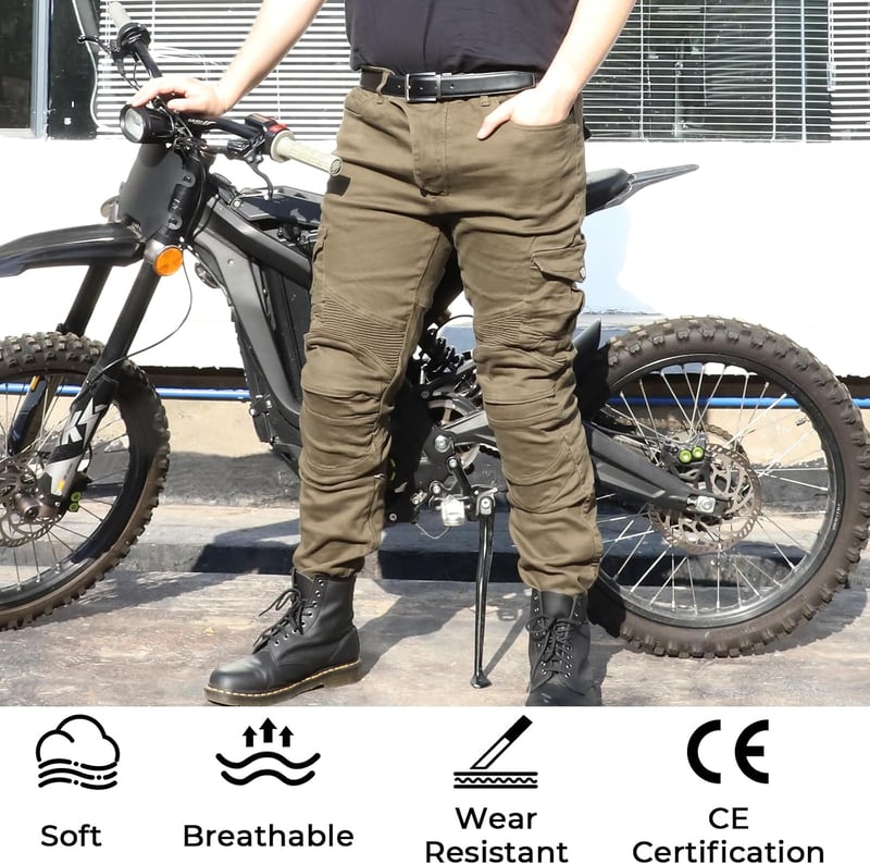 Alpha Rider férfi motoros védőbetétes farmer nadrág, army green szín, M méret, túrázáshoz