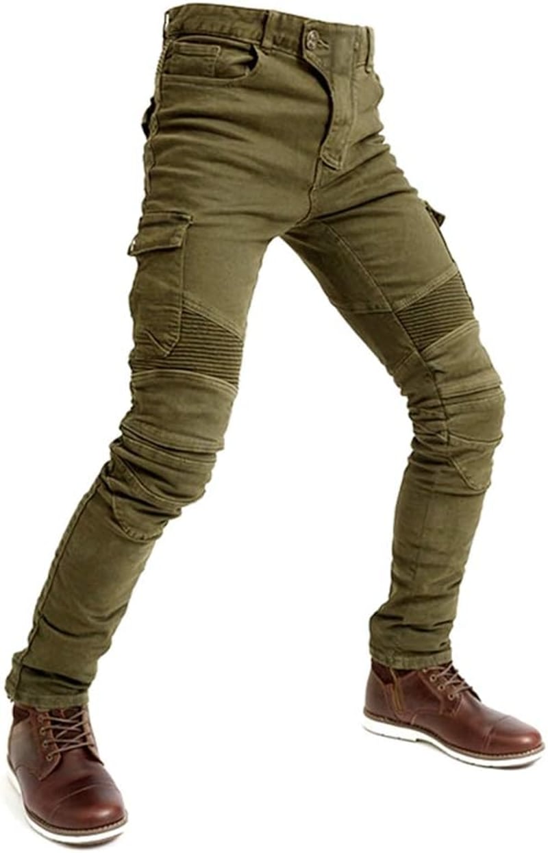 Alpha Rider férfi motoros védőbetétes farmer nadrág, army green szín, M méret, túrázáshoz