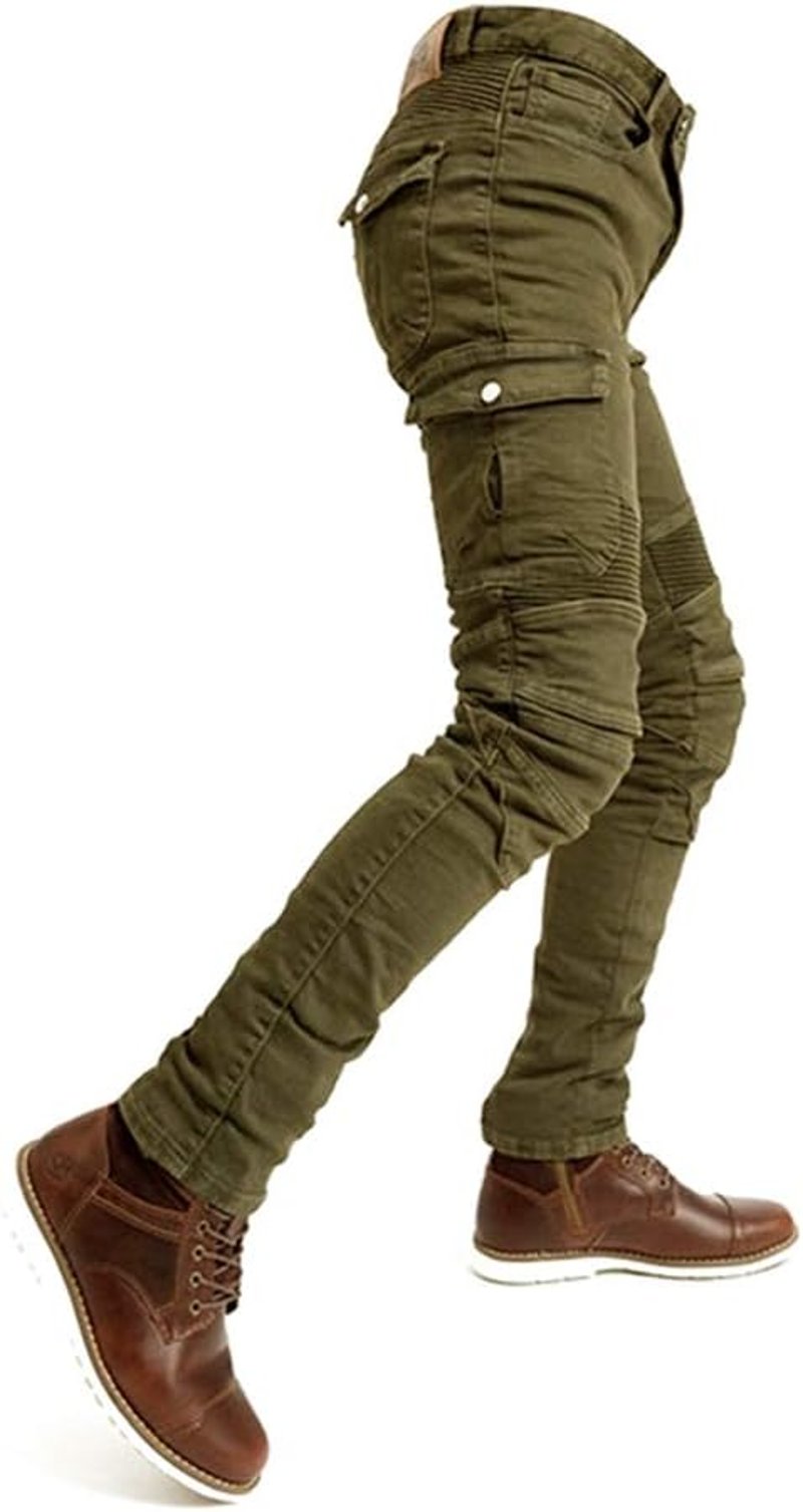 Alpha Rider férfi motoros védőbetétes farmer nadrág, army green szín, M méret, túrázáshoz