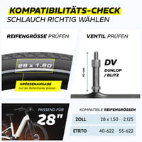 Alphatrail Rick 28-palcová duša na bicykel s ventilom DV Dunlop, 2 ks – kompatibilná so značkami Schwalbe, Continental, Michelin, Kenda a Maxxis 2
