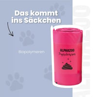 alphazoo Pungi pentru excremente câini 600 buc. Roz - Pungi biodegradabile și compostabile - Rezistente la rupere și mirosuri - Ecologice - 30 buc./rolă 3