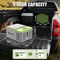 Alpicool C9PT 9L 12 V kompresszoros autós hűtőláda zöld szürke mini hűtő doboz campinghoz autó teherautó csónak lakóautó 4