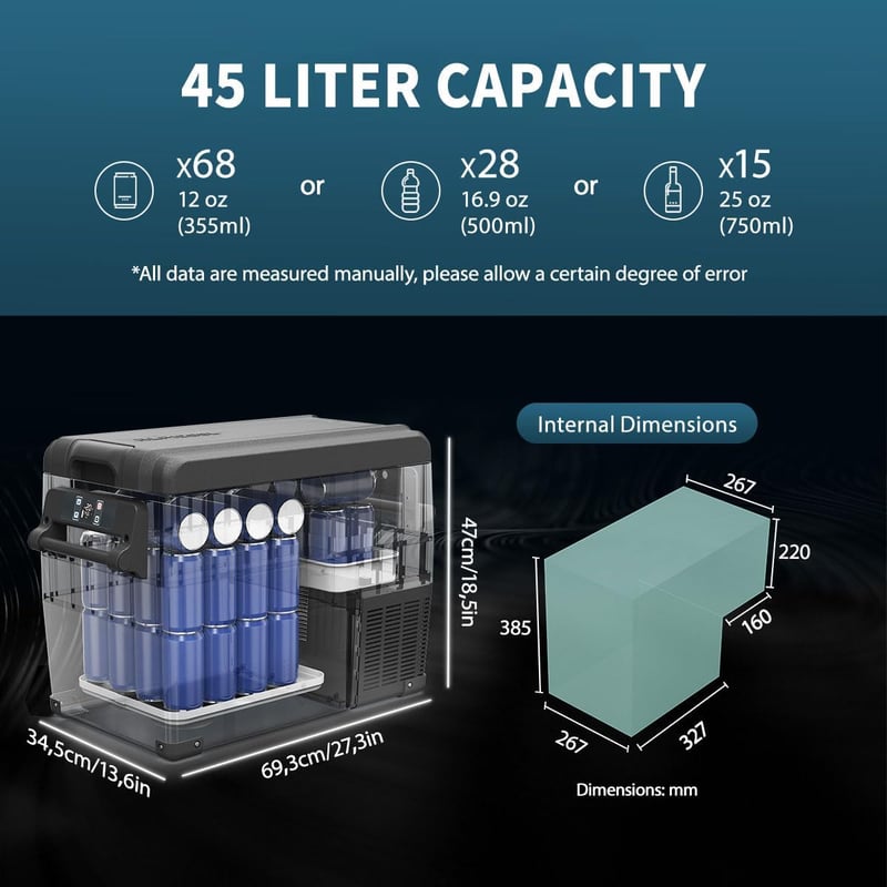 Alpicool CF55 Hordozható Autós Hűtőláda 55L 12V Elektromos Mini Hűtő Fagyasztó Kempingezéshez Teherautóhoz USB Porttal