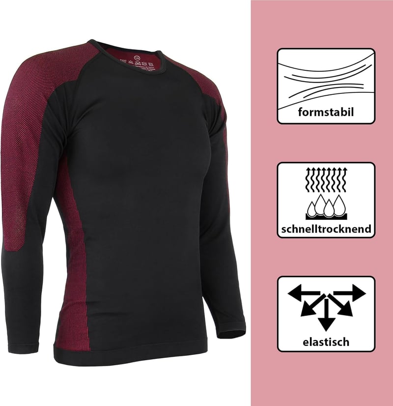ALPIDEX Férfi Funkcionális Alsónemű Termikus Síalsó Lélegző Gyors Száradó - L-XL, Black-red
