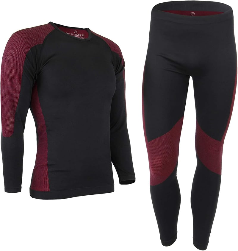 ALPIDEX Férfi Funkcionális Alsónemű Termikus Síalsó Lélegző Gyors Száradó - L-XL, Black-red