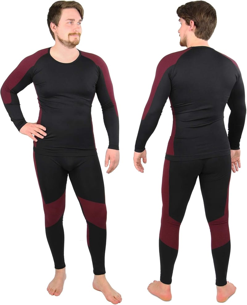 ALPIDEX Férfi Funkcionális Alsónemű Termikus Síalsó Lélegző Gyors Száradó - L-XL, Black-red