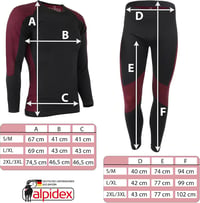 ALPIDEX Férfi Funkcionális Alsónemű Termikus Síalsó Lélegző Gyors Száradó - L-XL, Black-red 6