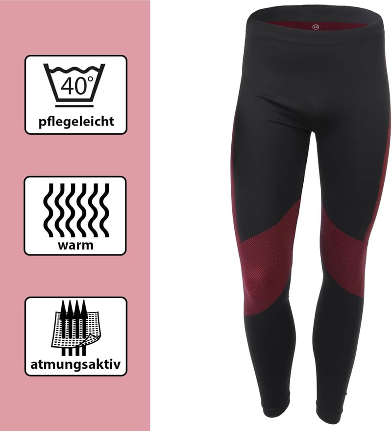 ALPIDEX Férfi Funkcionális Alsónemű Termikus Síalsó Lélegző Gyors Száradó - L-XL, Black-red