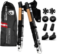 ALPIN LOACKER Összecsukható Trekkingbot Carbon Alumínium Korkgriffal Nordic Walking Damen Herren 1