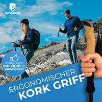 Alpin Loacker PRO Series Összecsukható Túrabot, Szénszálas Teleszkópos Túrabotok Parafa Markolattal, 115-135 cm, Kiegészítőkkel és Hordtáská 4