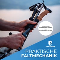 Alpin Loacker PRO Series Összecsukható Túrabot, Szénszálas Teleszkópos Túrabotok Parafa Markolattal, 115-135 cm, Kiegészítőkkel és Hordtáská 5