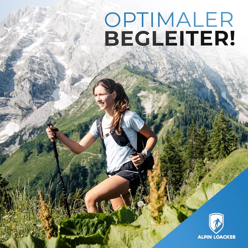 ALPIN LOACKER Teleszkópos Túrabot Alumínium Parafa Fogantyúval, Könnyű Nordic Walking Bot Férfiaknak és Nőknek, Síeléshez és Túrázáshoz - Aluminium - red clamping rings