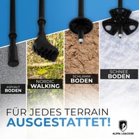 ALPIN LOACKER Teleszkópos Túrabot Alumínium Parafa Fogantyúval, Könnyű Nordic Walking Bot Férfiaknak és Nőknek, Síeléshez és Túrázáshoz - Aluminium - red clamping rings 5
