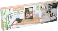 Alpina Etajeră reglabilă pentru cadă din bambus 50-92 x 18 x 4 cm - Suport pentru cărți, tabletă și pahar - Decor pentru baie 7