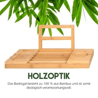 Alpina Etajeră reglabilă pentru cadă din bambus 50-92 x 18 x 4 cm - Suport pentru cărți, tabletă și pahar - Decor pentru baie 4