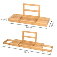 Alpina Etajeră reglabilă pentru cadă din bambus 50-92 x 18 x 4 cm - Suport pentru cărți, tabletă și pahar - Decor pentru baie 2