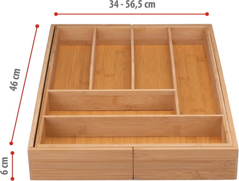 Alpina bambusz evőeszköz tálca fiókba 46x34-56,5x6 cm