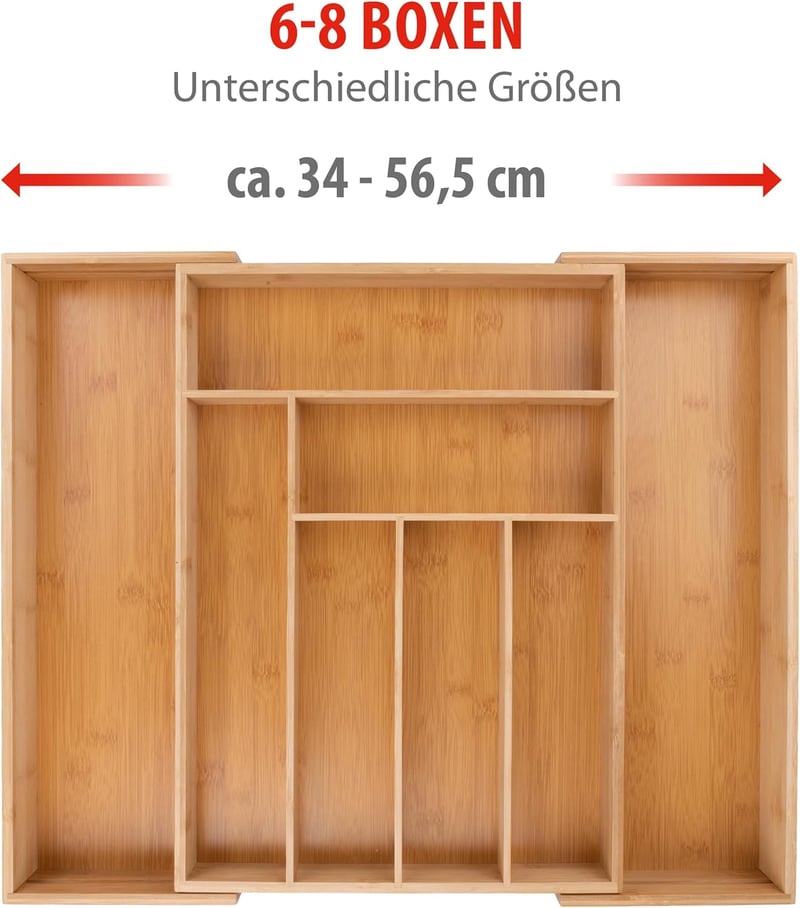 Alpina bambusz evőeszköz tálca fiókba 46x34-56,5x6 cm