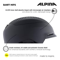 ALPINA Banff MIPS Könnyű Síelő és Snowboard Sisak 51-55 cm Felnőtteknek - Matt Fekete 7