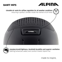 ALPINA Banff MIPS Könnyű Síelő és Snowboard Sisak 51-55 cm Felnőtteknek - Matt Fekete 6