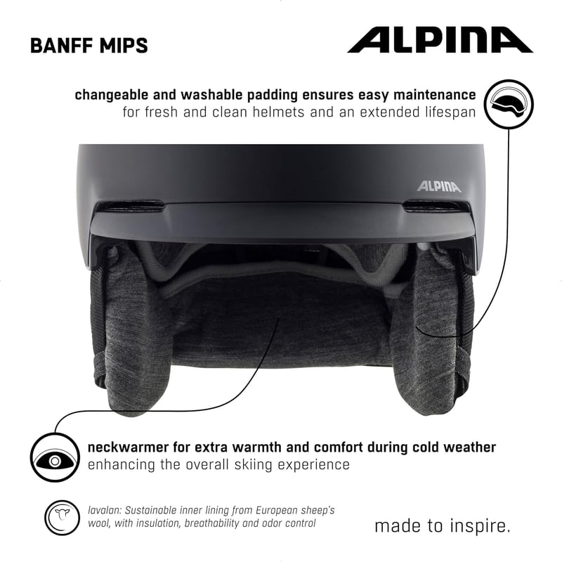 ALPINA Banff MIPS Könnyű Síelő és Snowboard Sisak 51-55 cm Felnőtteknek - Matt Fekete