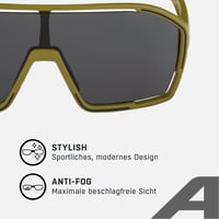 Športové okuliare Alpina Bonfire Midnight-Grey Matt na bicykel – farba Olive Matt, unisex 3