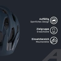 Cyklistická prilba ALPINA Carapax 2.0 pre dospelých, Navy Smoke Blue, 57-62 cm, so sieťkou proti hmyzu a antibakteriálnou výstelkou 3