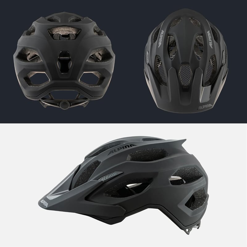 ALPINA Carapax 2.0 könnyű kerékpáros sisak felnőtteknek, légáramlás és antibakteriális párnázattal - 52-57cm, black matte