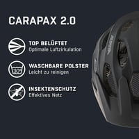 ALPINA Carapax 2.0 könnyű kerékpáros sisak felnőtteknek, légáramlás és antibakteriális párnázattal - 52-57cm, black matte 2