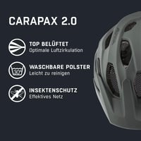 Cyklistická prilba na horský bicykel ALPINA Carapax 2.0, Coffee-Grey Matt, 57-62 cm, so sieťkou proti hmyzu a antibakteriálnou výstelkou, cyklistická prilba pre dospelých 2