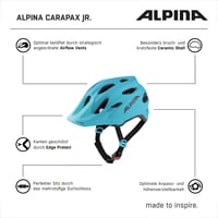 Cască de ciclism MTB Alpina Carapax JR. Flash pentru copii - Petrol Mat - 51-56 cm 7