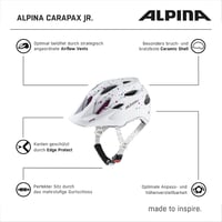 Alpina Carapax Junior gyermek kerékpáros sisak petrol matt - 51-56 cm, White Polka Dots 6