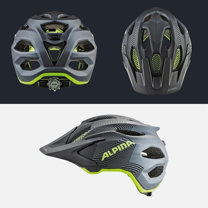 Alpina Carapax Junior gyermek kerékpáros sisak petrol matt - 51-56 cm, Black-Neon-Yellow