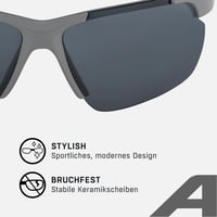 Ochelari de soare sport pentru ciclism ALPINA DEFEY HR - Moon-Grey Mat, lentile oglindă incasabile cu protecție UV pentru adulți 3